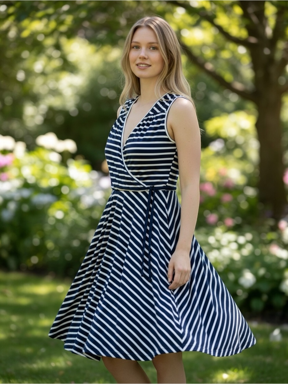 Rachel Pally navy striped wrap dress size M‎